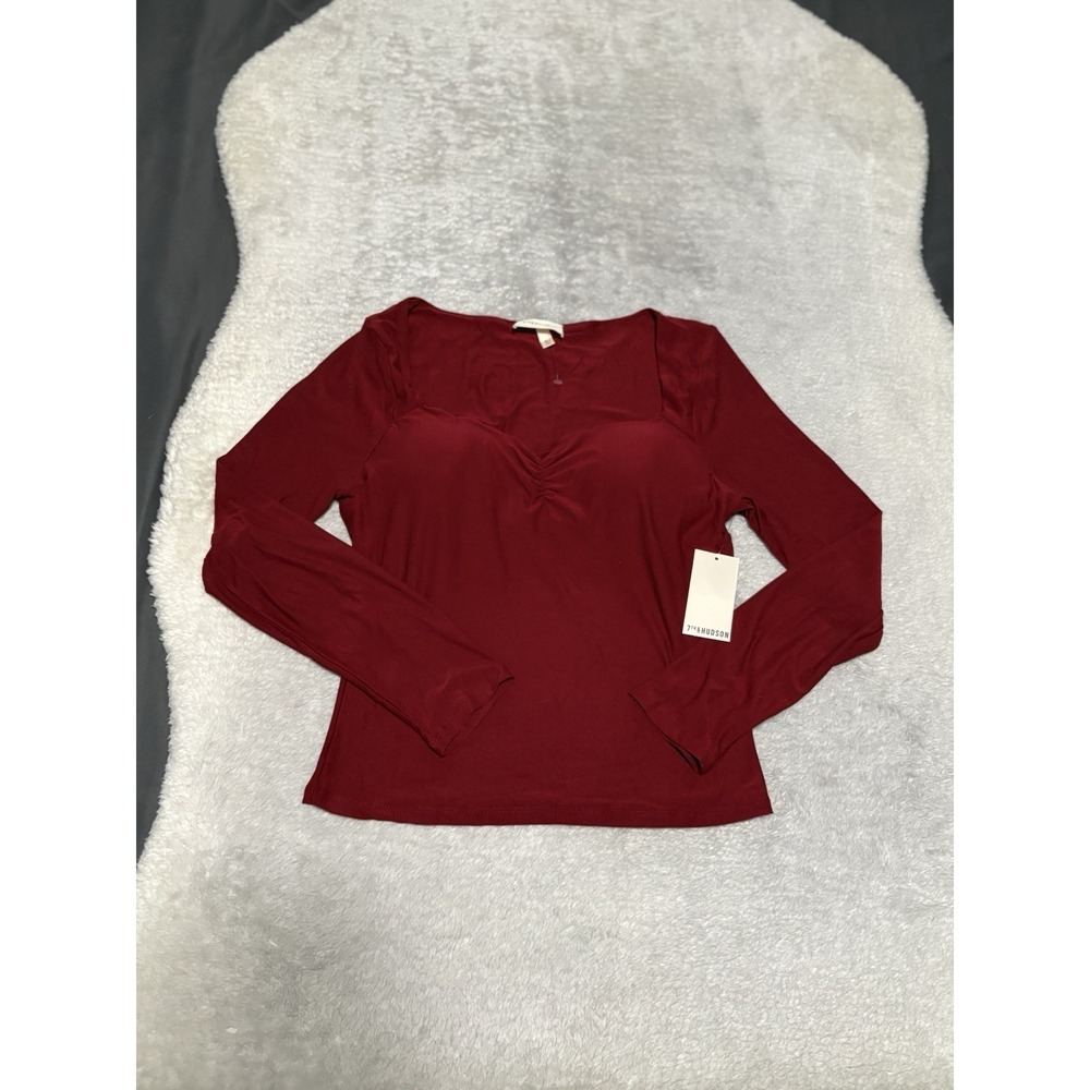 7th & Hudson Red Square Neck Long Sleeve Blouse Women's Size XL‎ Bra Pad